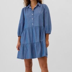 Gap Denim Tiered Mini Shirtdress